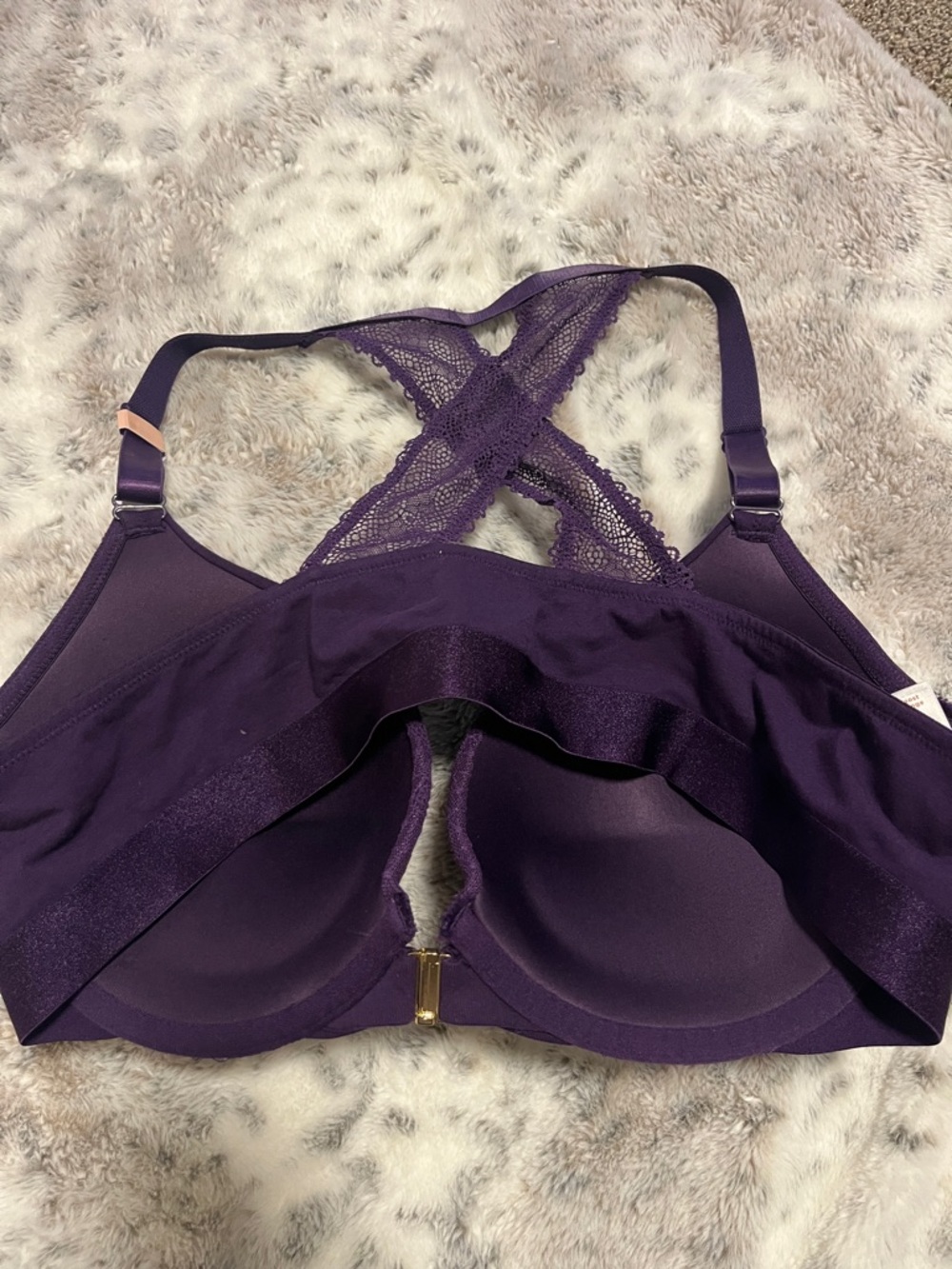 NWT Cacique Deep Purple Boost Plunge Lace-Back T-Shirt Bra - Picture 6 of 6